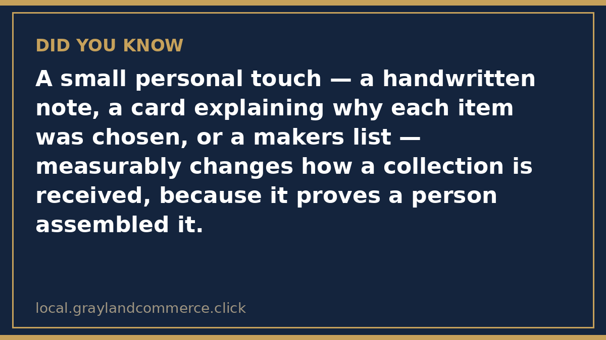 Illustrated fact card noting that a personal touch makes a curated box memorable