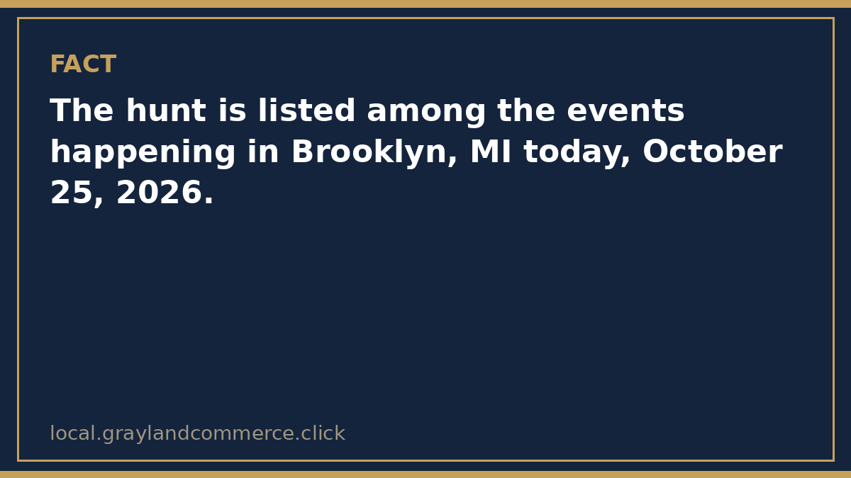 Fact card: the Great Pumpkin Hunt is listed among the events happening in Brooklyn, Michigan today, October 25, 2026