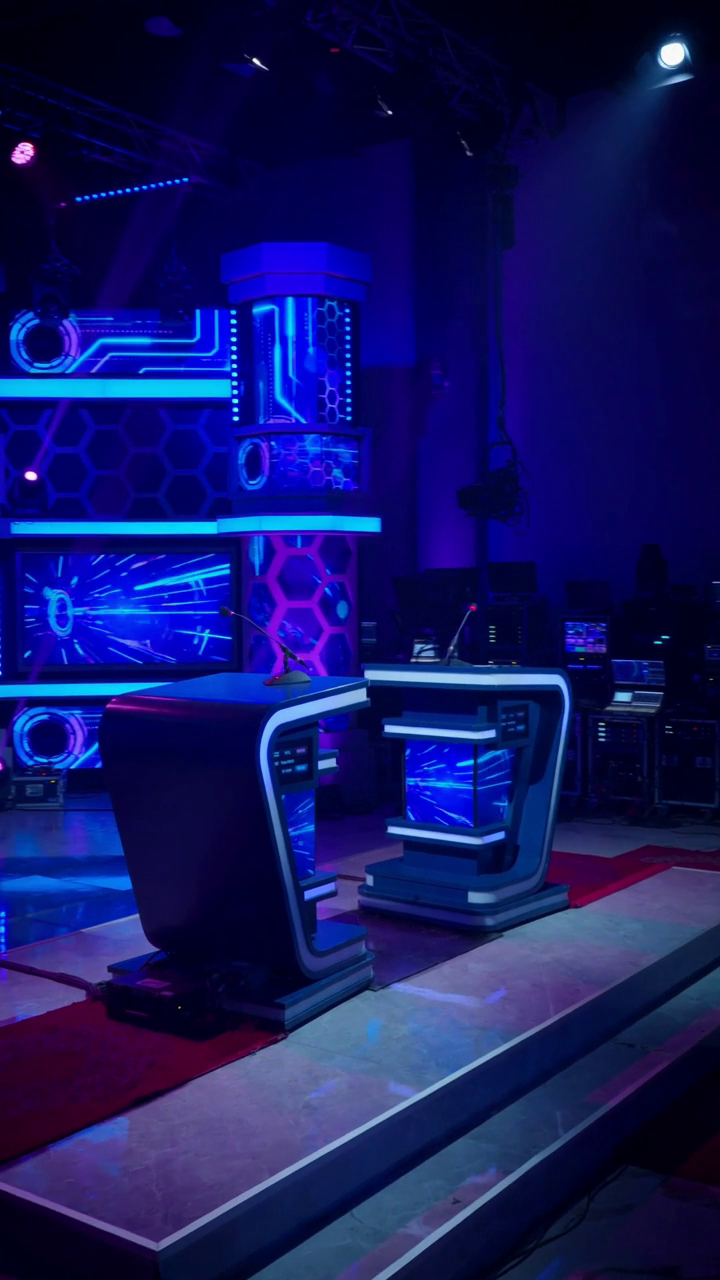 Debate stage with two podiums