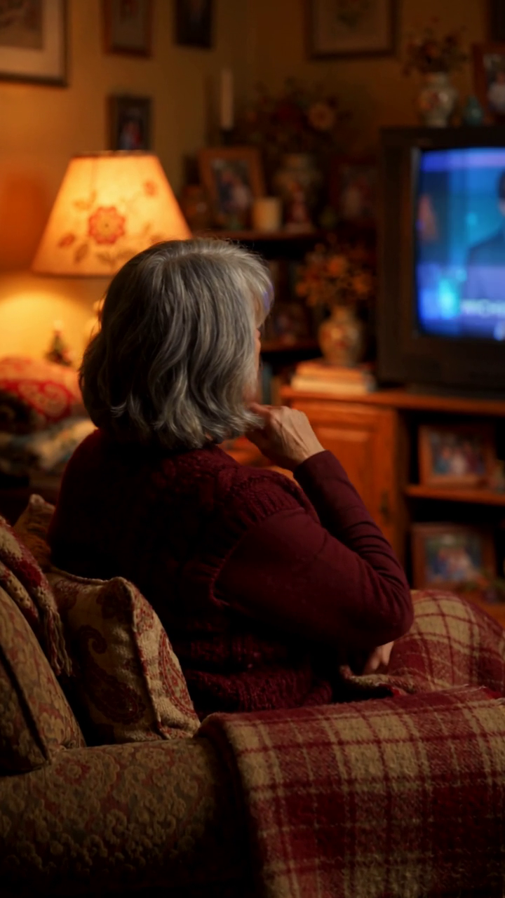 Viewer watching television at home