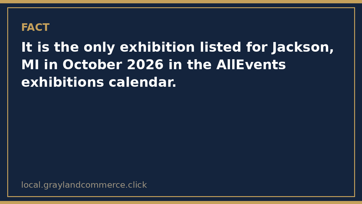 Fact card: the Reptile Expo Halloween special is the only exhibition listed for Jackson, Michigan in October 2026 in the exhibitions calendar