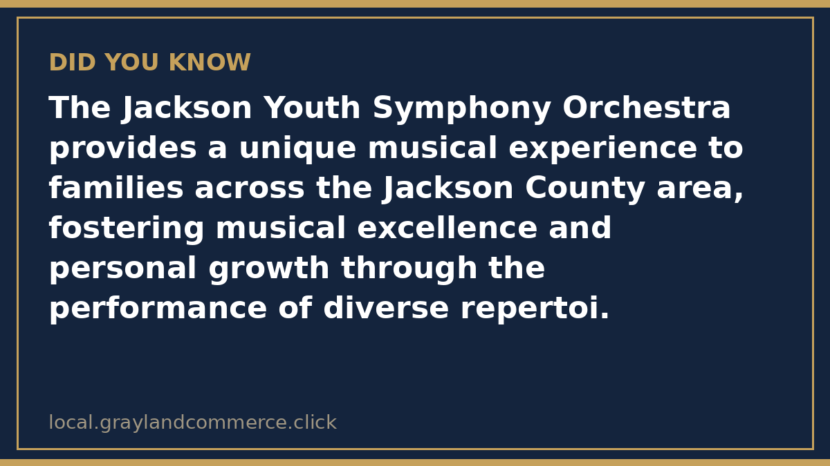 Fact card: the Youth Orchestra serves families across the Jackson County area and performs two concerts per year, from classical masterpieces to contemporary works