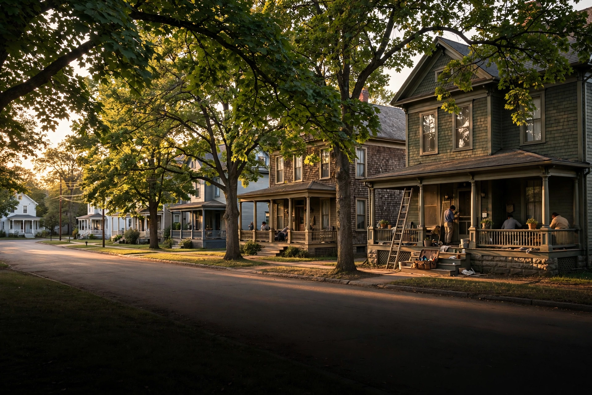 Older Jackson Michigan homes on a tree-lined street