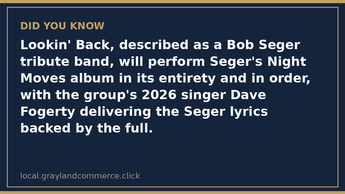 Fact card: Lookin' Back will perform Bob Seger's Night Moves album in its entirety and in order, with singer Dave Fogerty