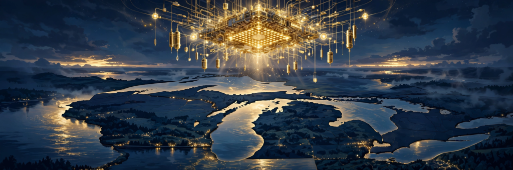 Illustration of Jackson, Michigan joining the quantum computing race
